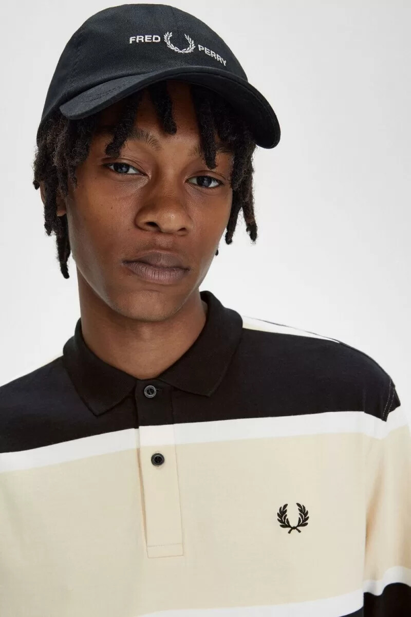polo da uomo fred perry relaxed stripe color avena