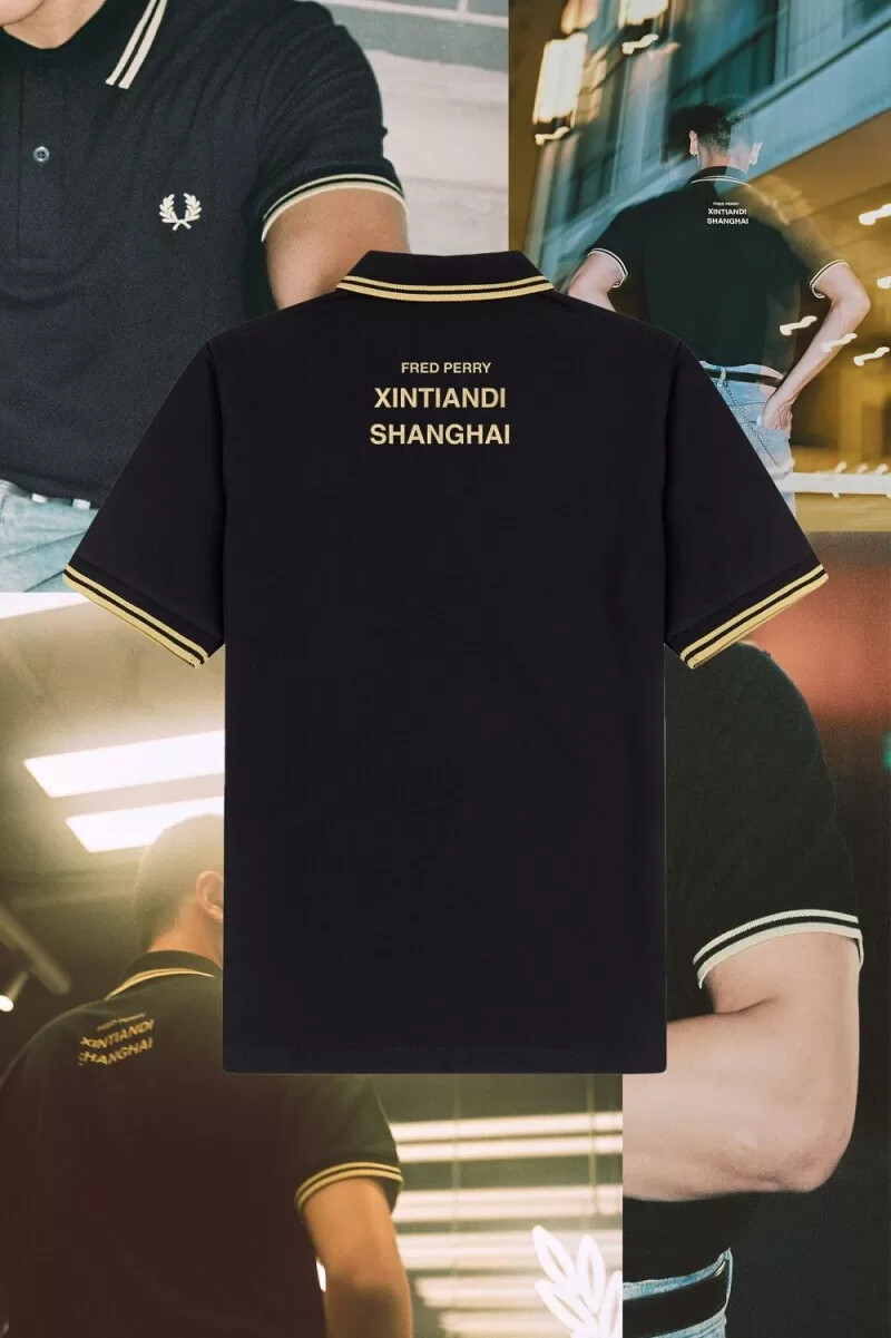polo da uomo fred perry shanghai m12 colore nero champagne