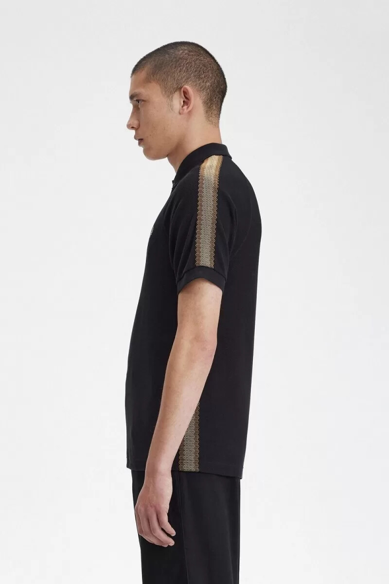 polo da uomo fred perry honeycomb taped nera