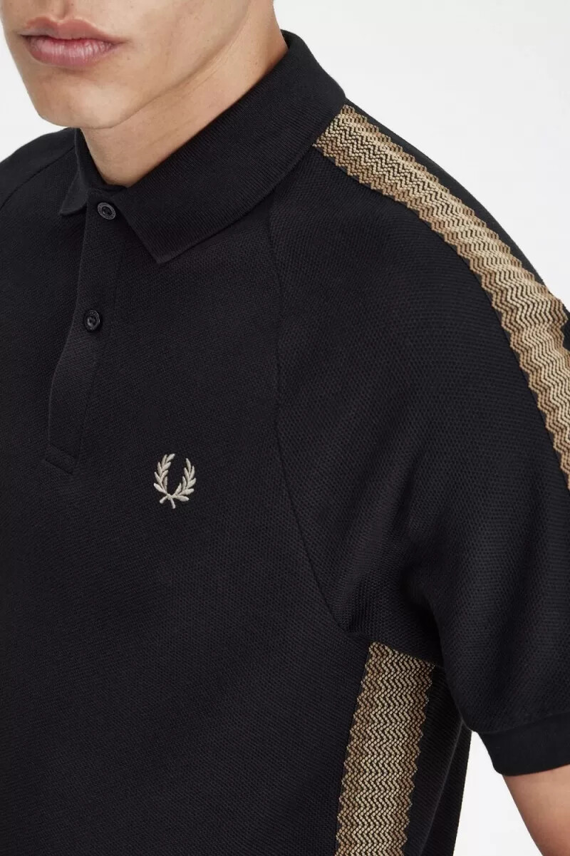 polo da uomo fred perry honeycomb taped nera