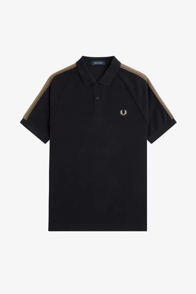 polo da uomo fred perry honeycomb taped nera