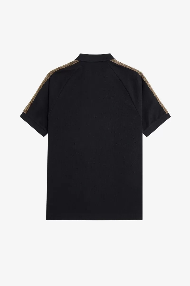 polo da uomo fred perry honeycomb taped nera