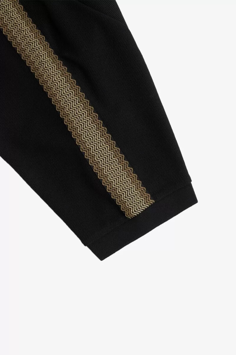 polo da uomo fred perry honeycomb taped nera