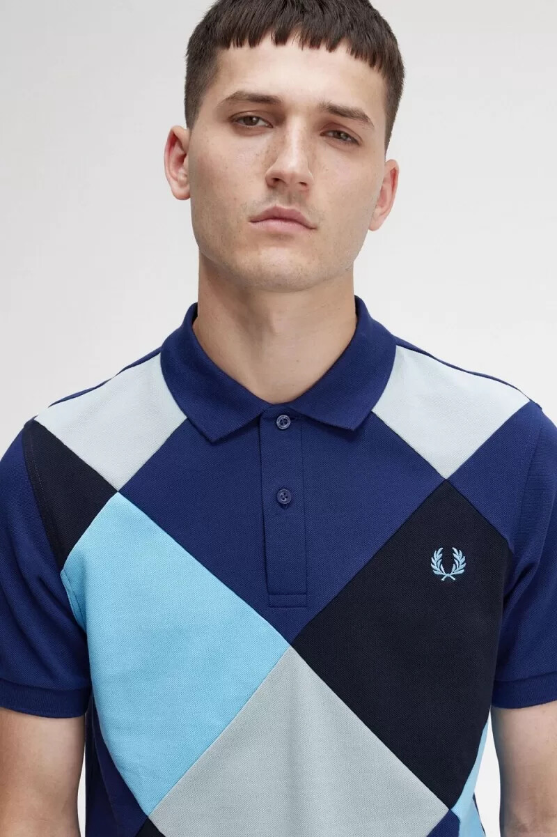 polo da uomo fred perry harlequin blu navy francese