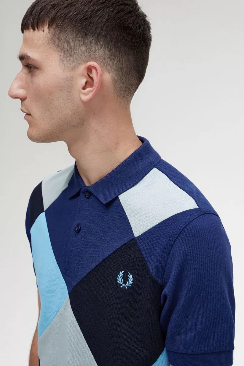 polo da uomo fred perry harlequin blu navy francese