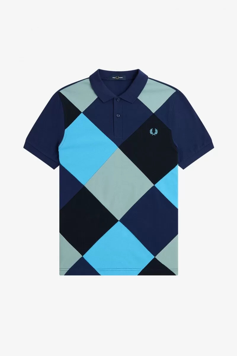 polo da uomo fred perry harlequin blu navy francese