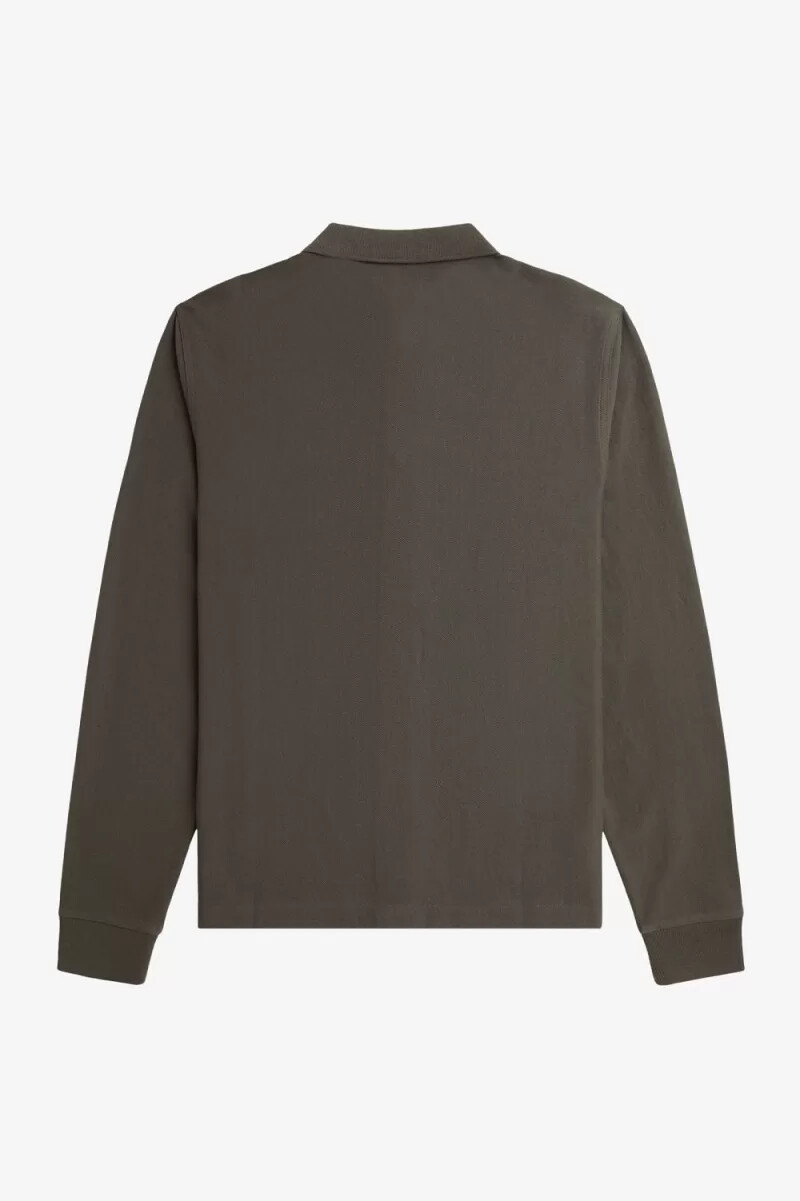 polo da uomo a maniche lunghe a righe sfumate fred perry verde campo