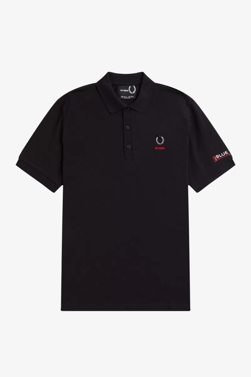 polo da uomo con maniche stampate fred perry nera