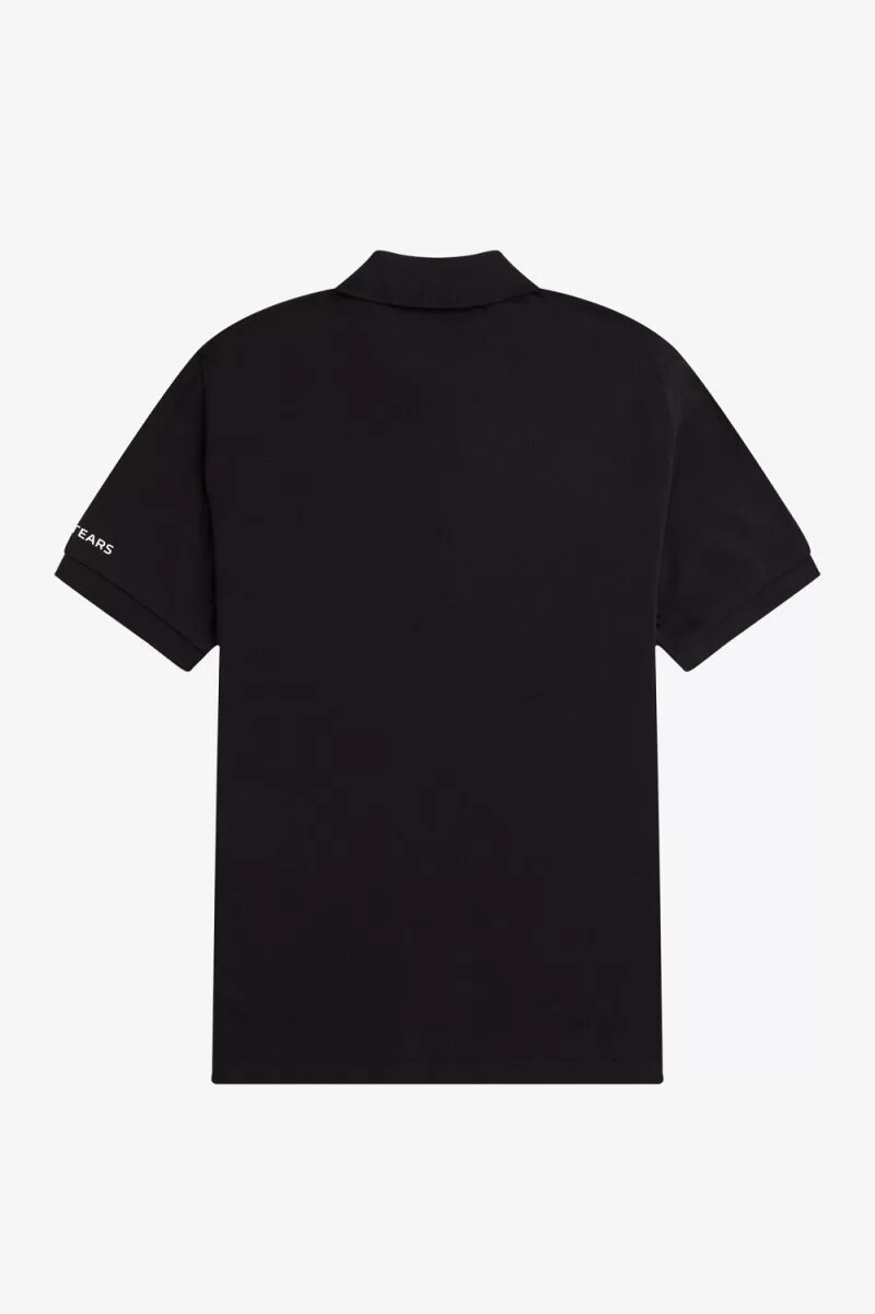 polo da uomo con maniche stampate fred perry nera