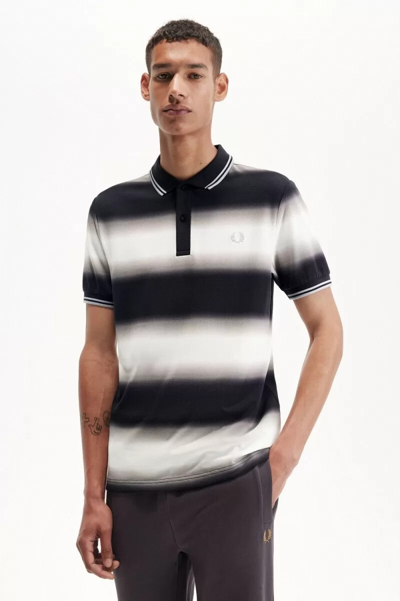 polo da uomo fred perry gradient stripe colore bianco neve