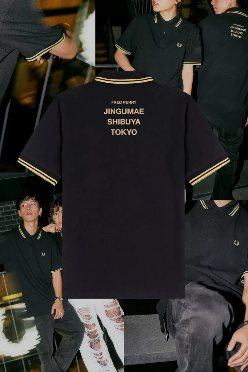 polo da uomo fred perry tokyo m12 colore nero champagne