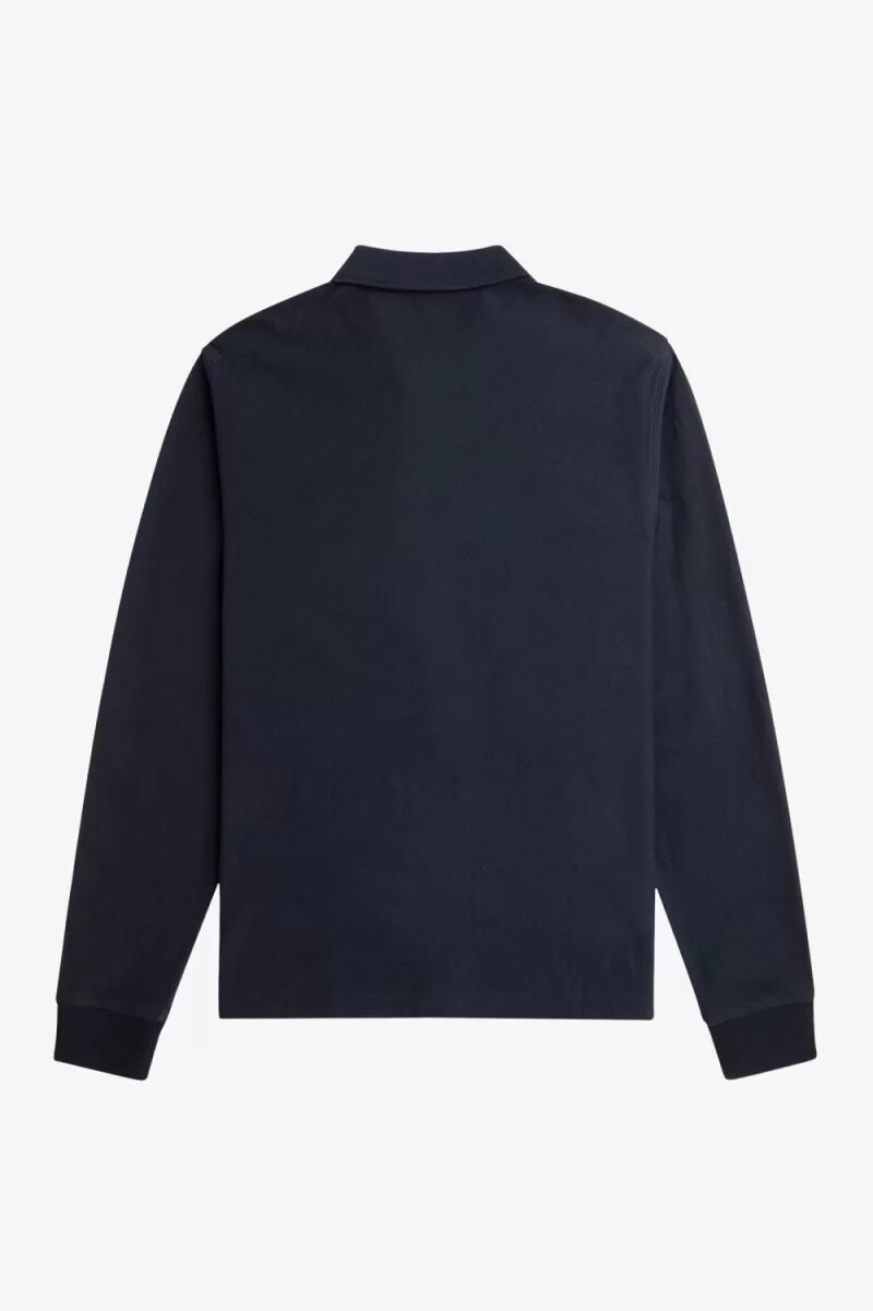 polo da uomo a maniche lunghe a righe sfumate fred perry blu navy