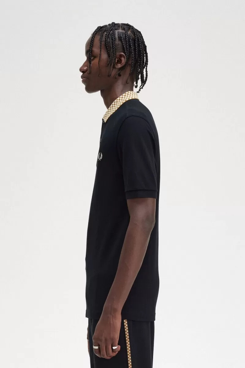 polo da uomo fred perry con colletto a scacchi nera