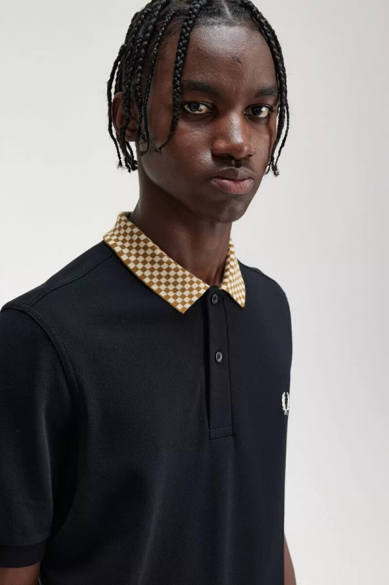 polo da uomo fred perry con colletto a scacchi nera