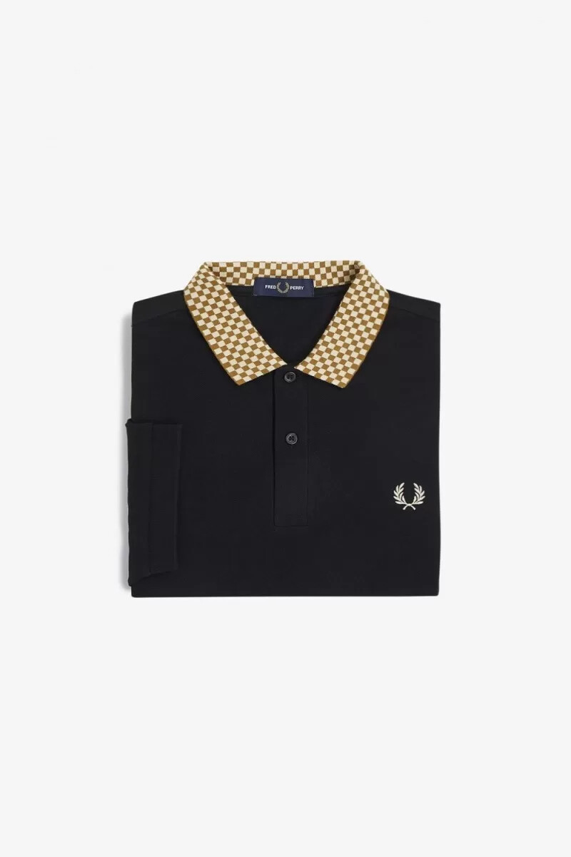 polo da uomo fred perry con colletto a scacchi nera
