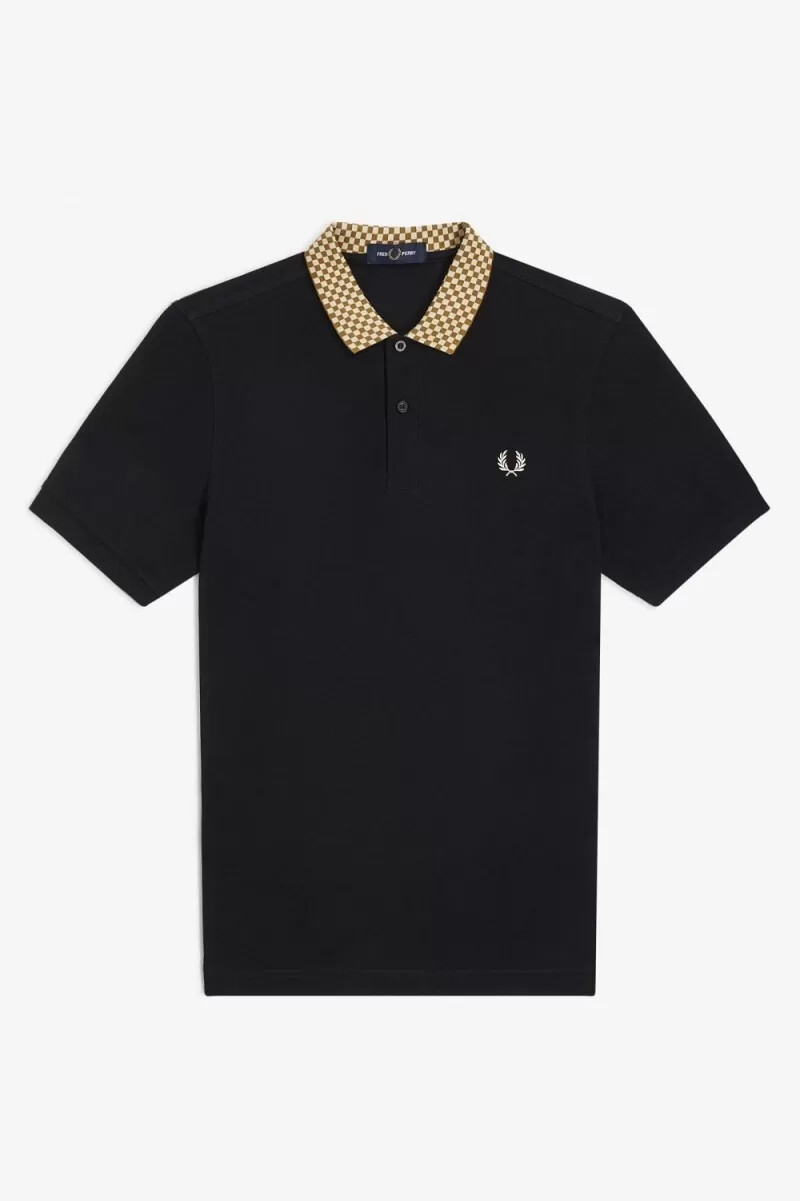 polo da uomo fred perry con colletto a scacchi nera