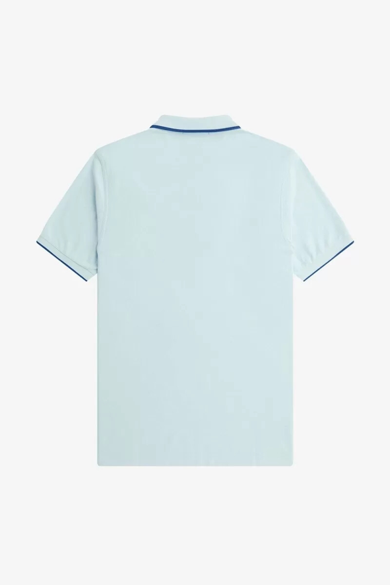 polo da uomo fred perry in crepe piqué con zip e collo a v colore acquamarina chiaro