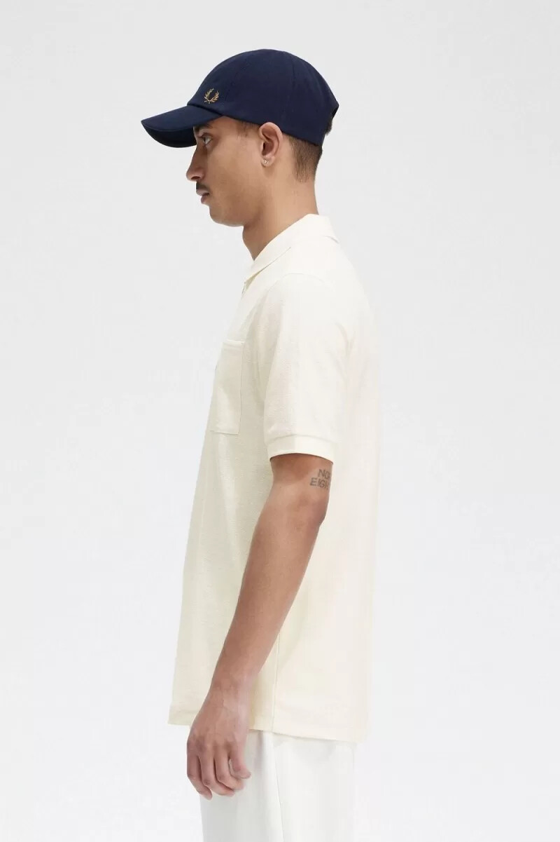 polo da uomo con zip e scollo testurizzato fred perry beige