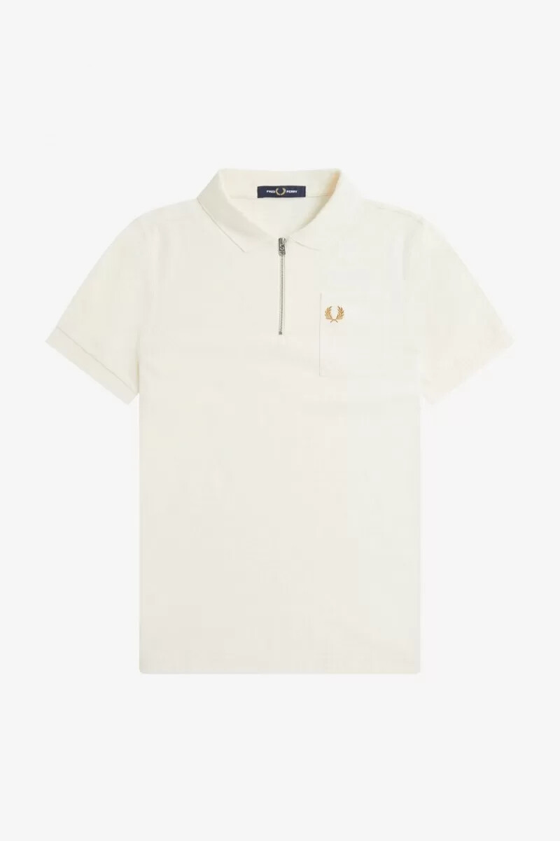 polo da uomo con zip e scollo testurizzato fred perry beige
