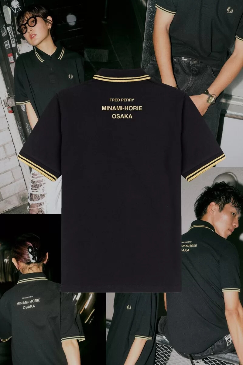 polo da uomo fred perry osaka m12 colore nero champagne