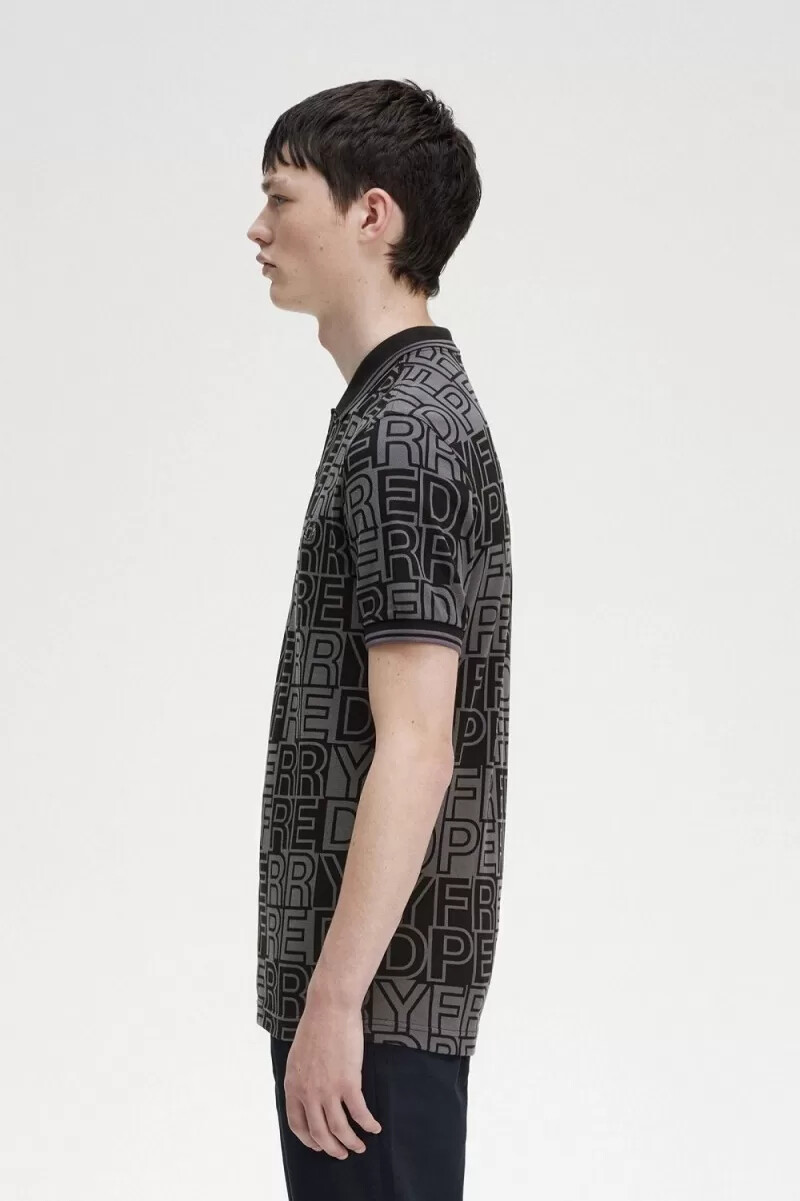 polo da uomo fred perry block graphic color canna di fucile