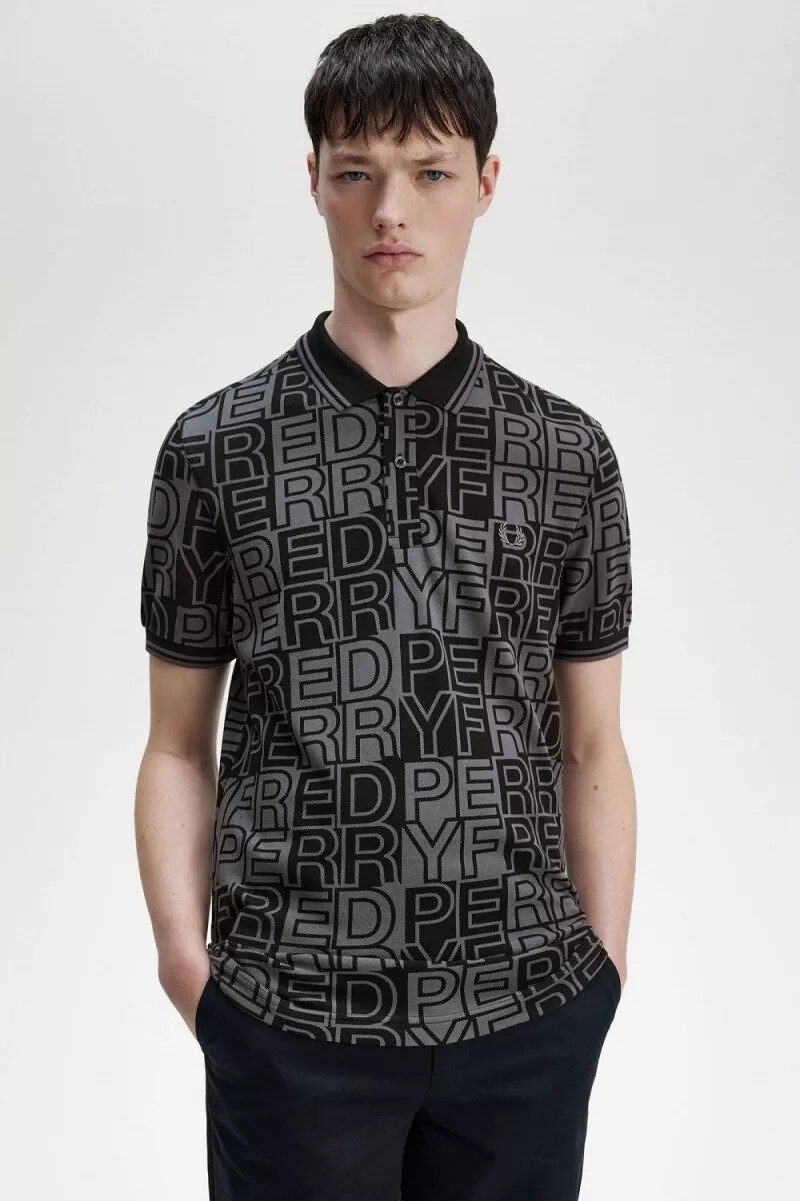 polo da uomo fred perry block graphic color canna di fucile