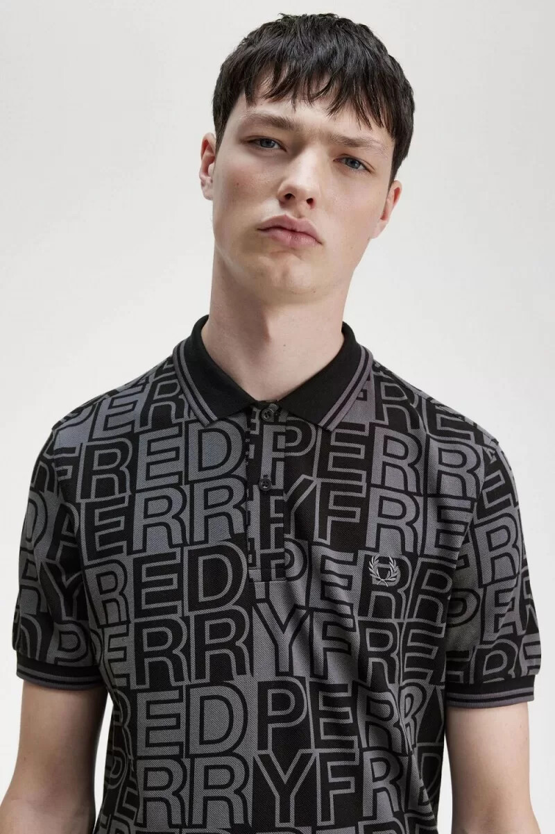 polo da uomo fred perry block graphic color canna di fucile