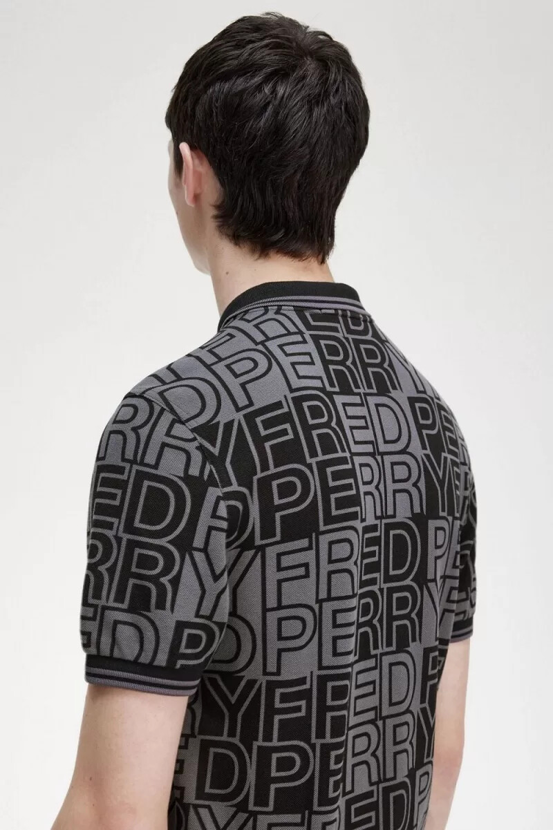 polo da uomo fred perry block graphic color canna di fucile