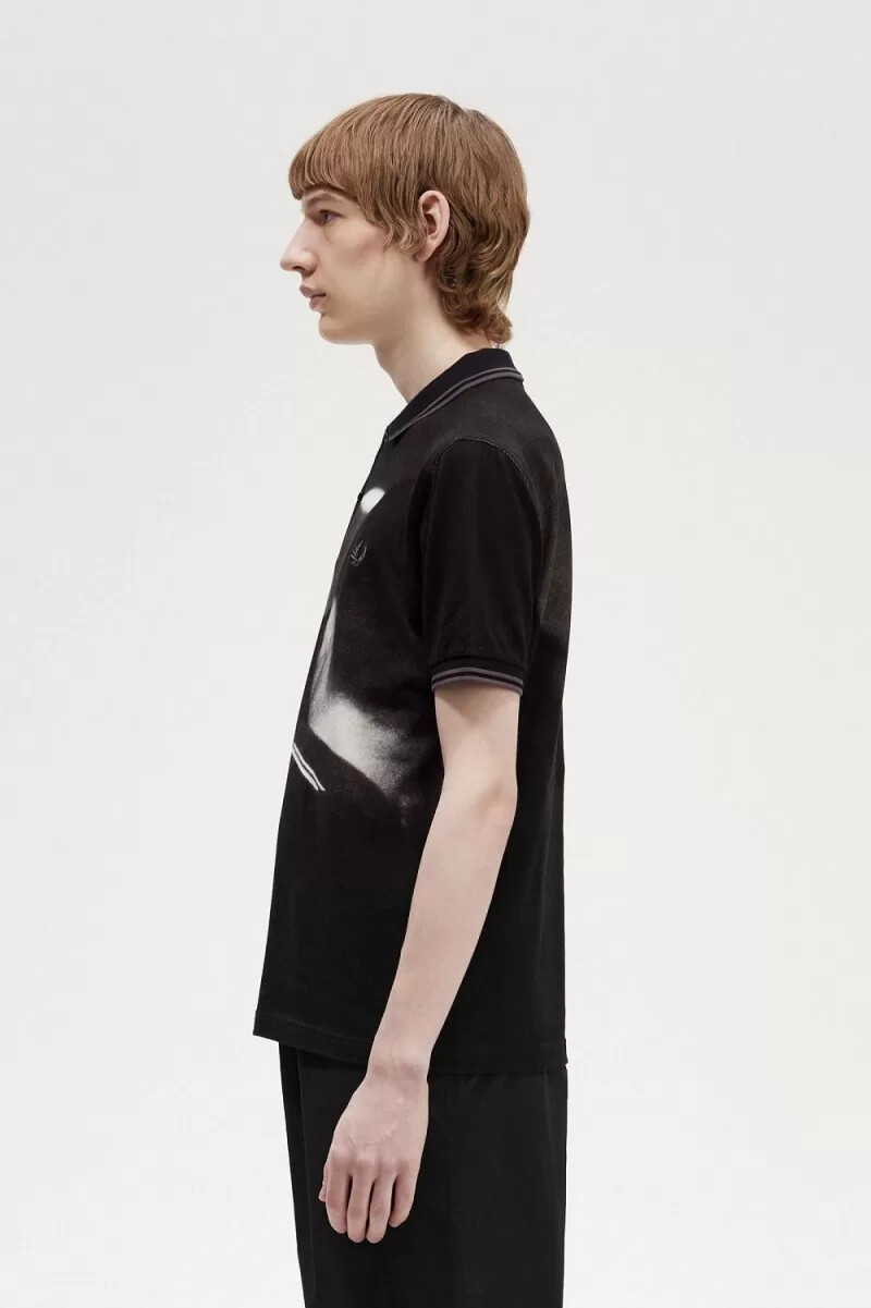 polo da uomo fred perry rave graphic nera