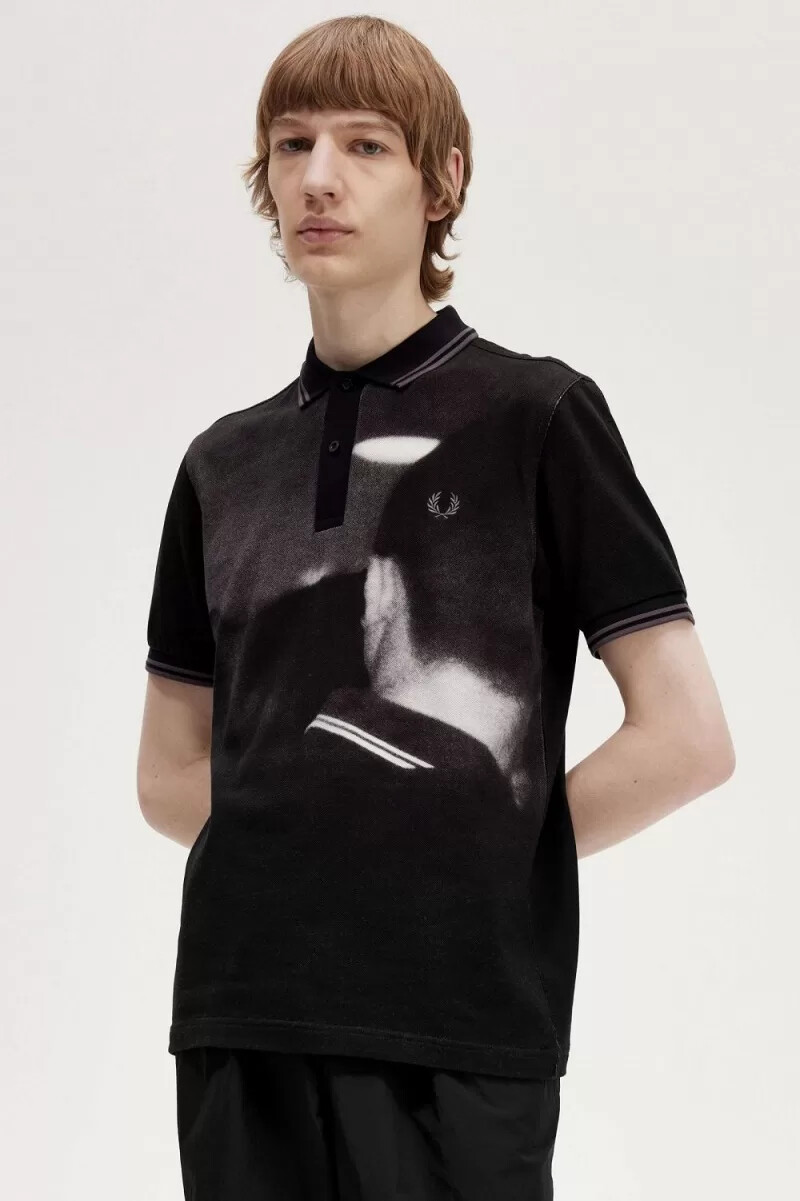 polo da uomo fred perry rave graphic nera