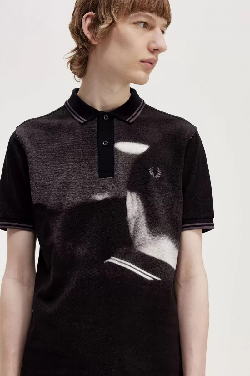 polo da uomo fred perry rave graphic nera