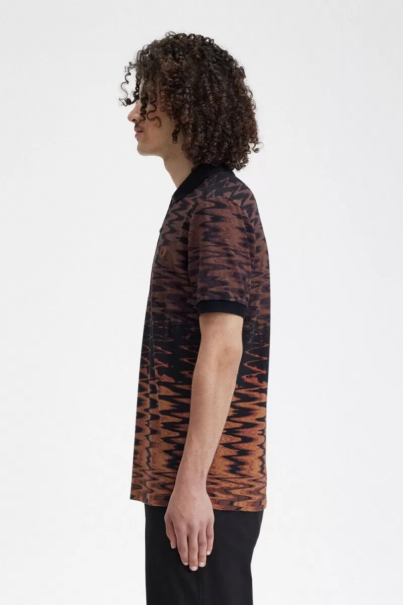 polo da uomo fred perry wave graphic nera