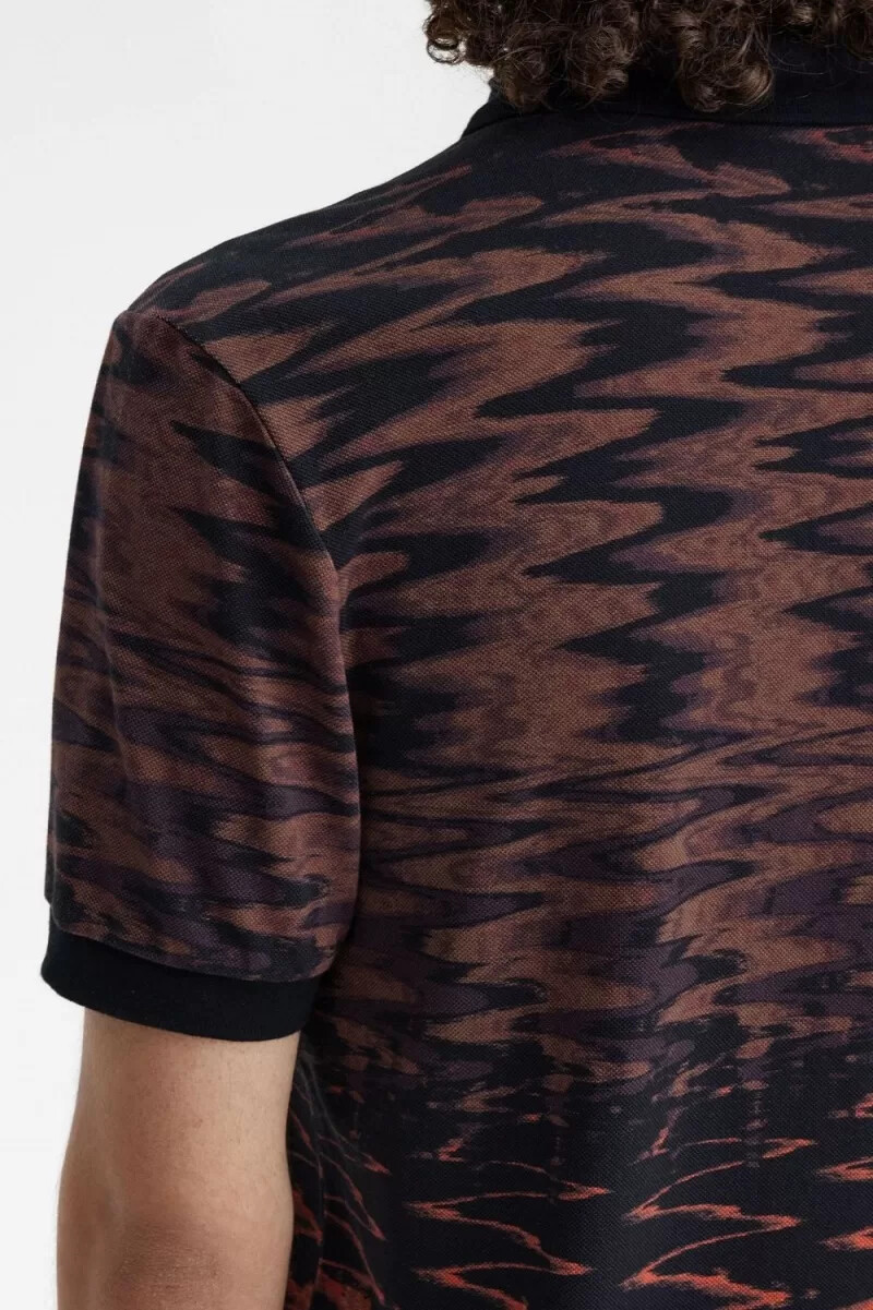 polo da uomo fred perry wave graphic nera