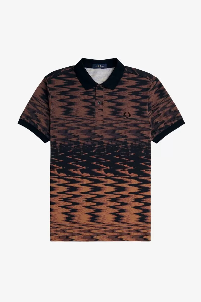 polo da uomo fred perry wave graphic nera