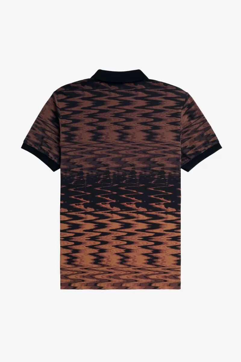 polo da uomo fred perry wave graphic nera