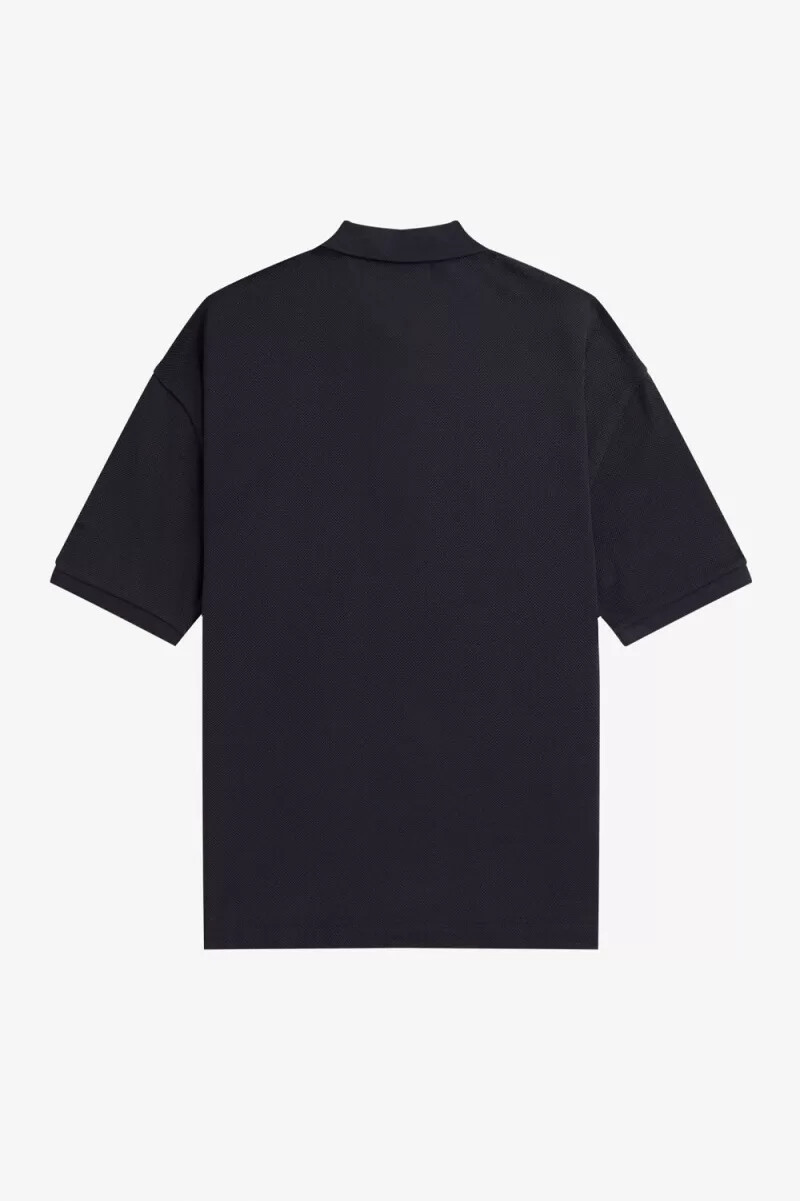 polo da uomo fred perry oversize con stampa blu navy