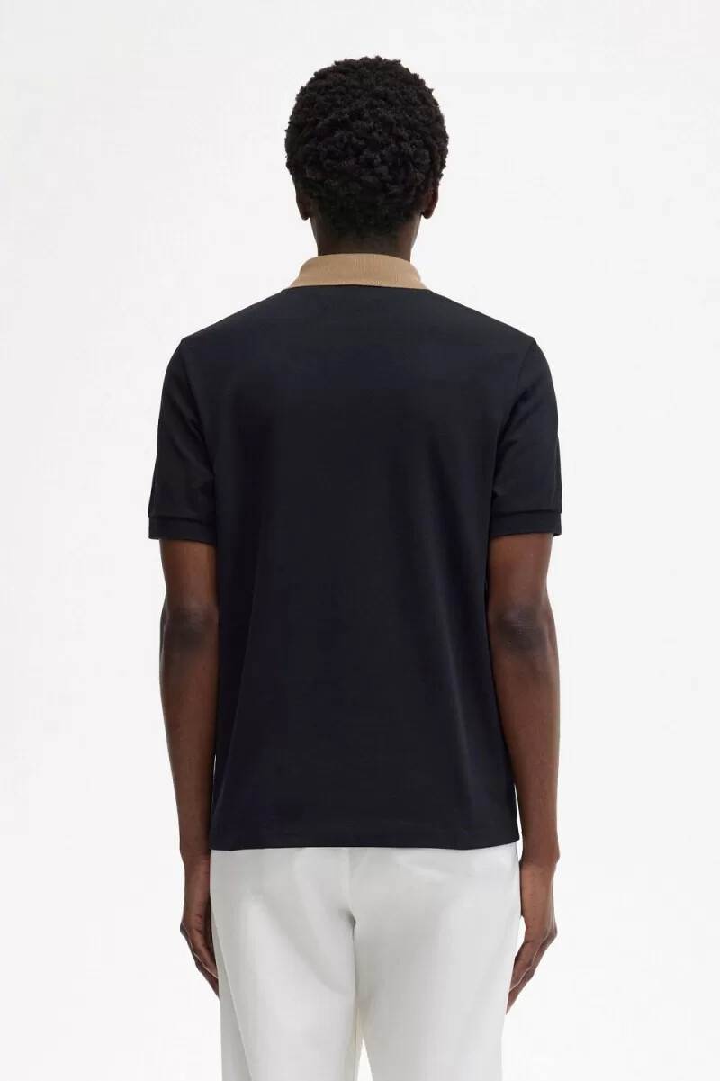 polo da uomo fred perry con colletto a contrasto nera