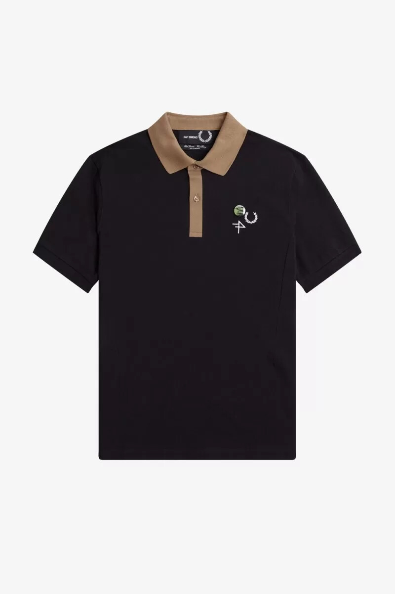 polo da uomo fred perry con colletto a contrasto nera