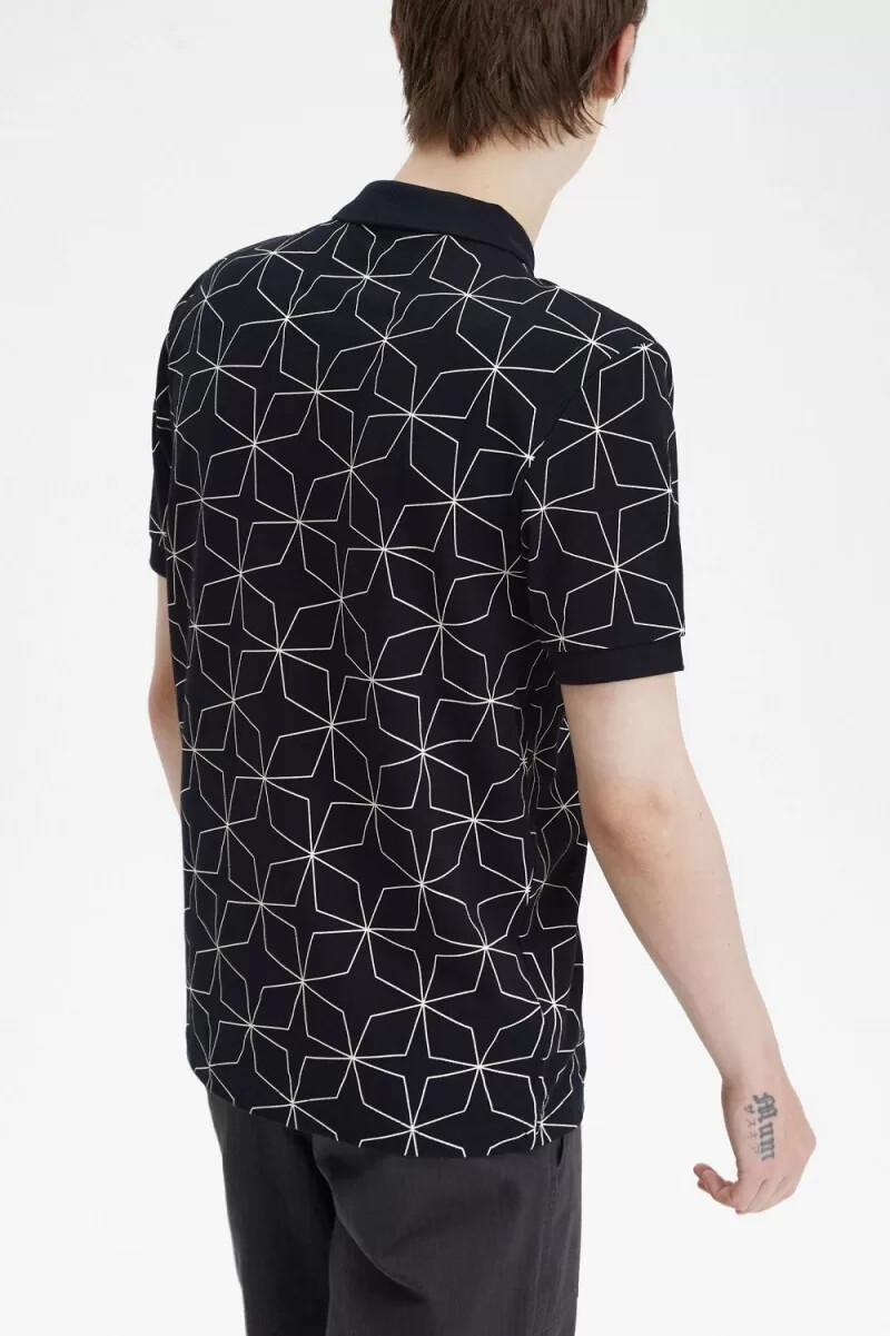 polo da uomo geometrica fred perry nera