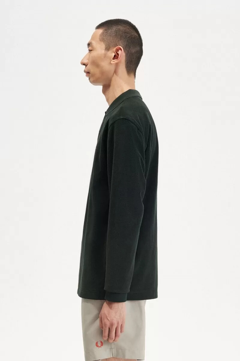 polo da uomo fred perry relaxed toweling verde notte