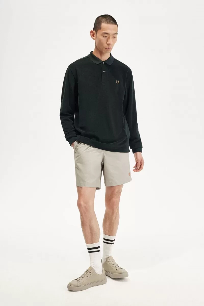 polo da uomo fred perry relaxed toweling verde notte