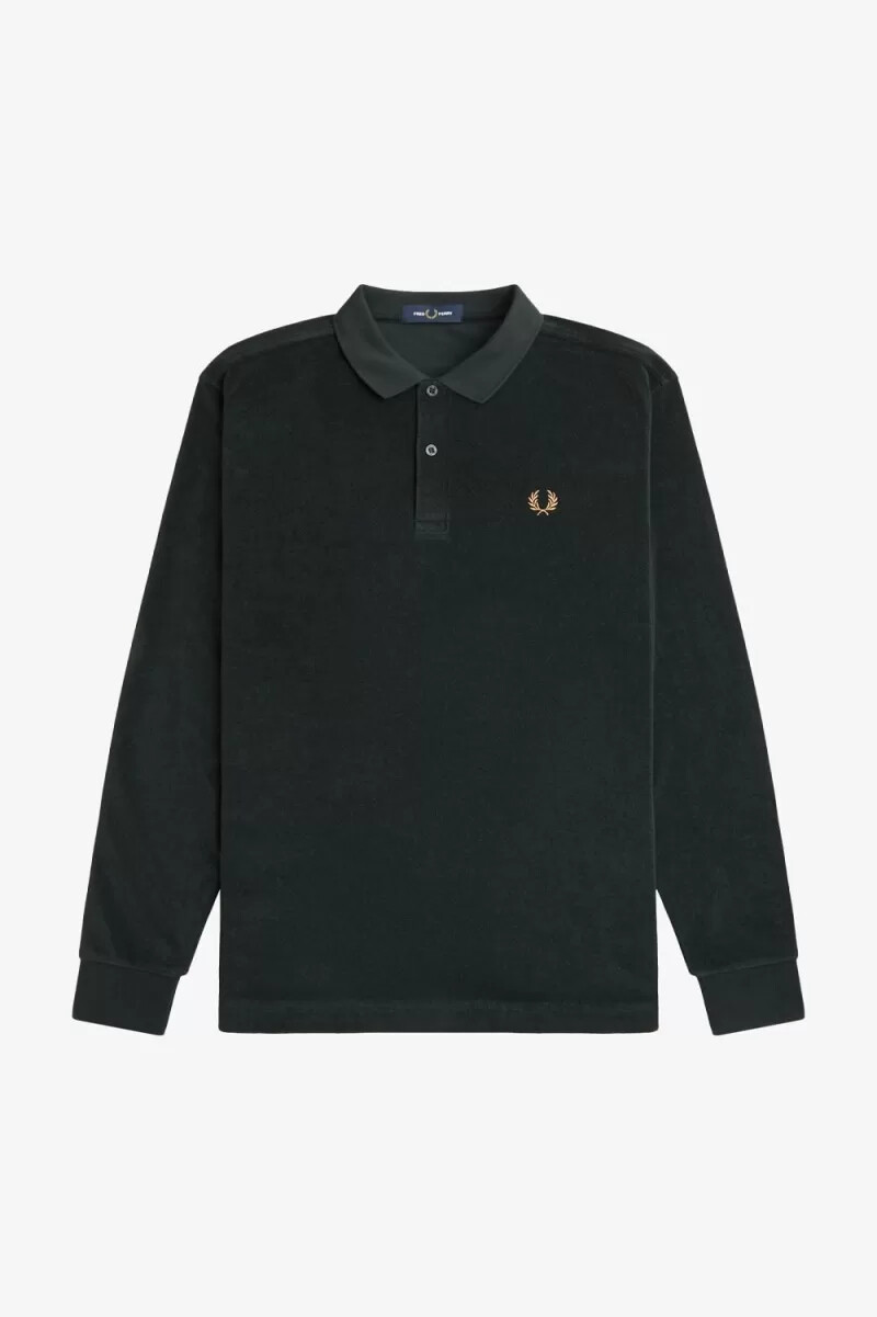 polo da uomo fred perry relaxed toweling verde notte