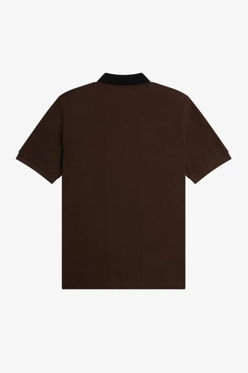 polo da uomo con zip fred perry color tabacco bruciato