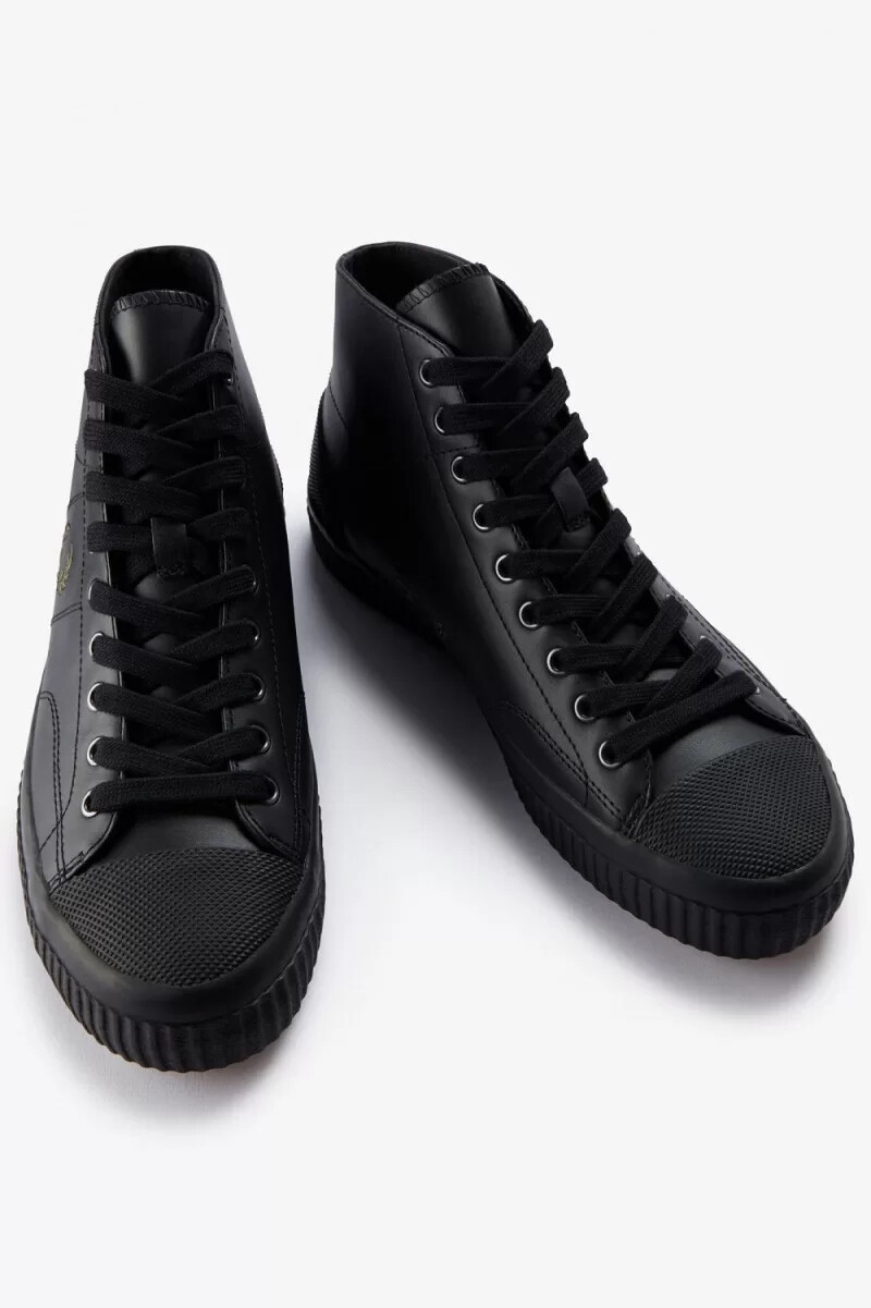 fred perry mid hughes scarpe da ginnastica da donna nere e verdi uniformi