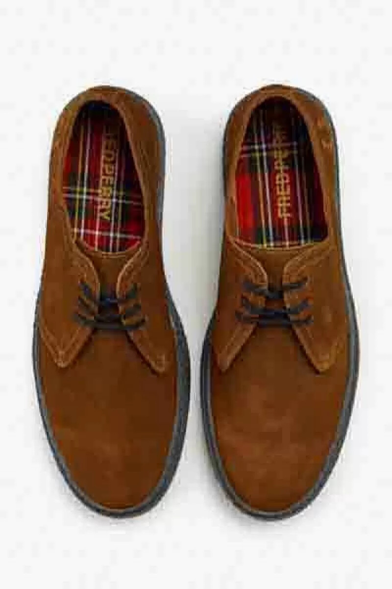 fred perry linden scarpe da ginnastica da uomo rosse marroni