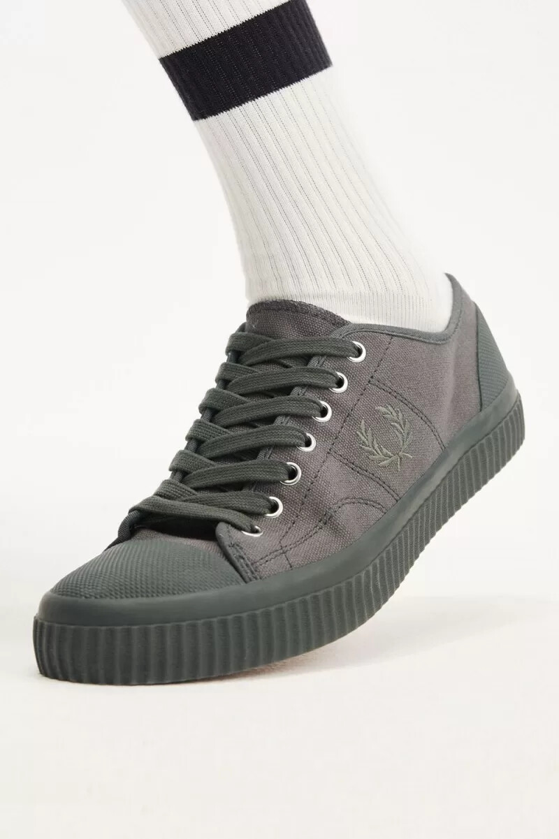 fred perry low hughes scarpe da ginnastica da uomo field green warm grey