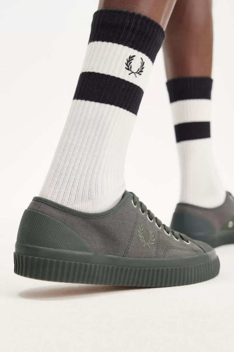 fred perry low hughes scarpe da ginnastica da uomo field green warm grey