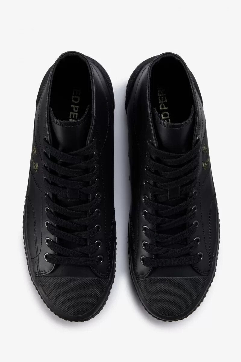 fred perry mid hughes scarpe da ginnastica da uomo nere e verdi uniformi