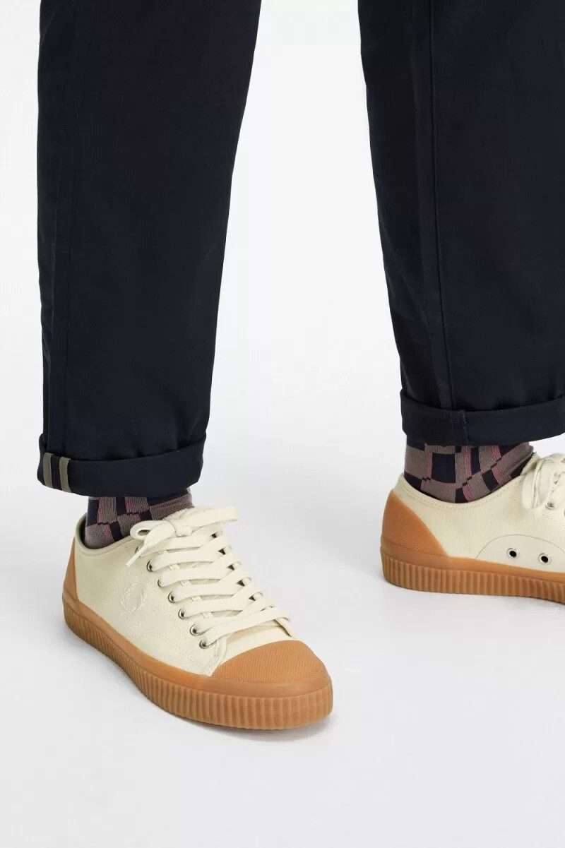fred perry low hughes scarpe da ginnastica da uomo beige beige chiaro