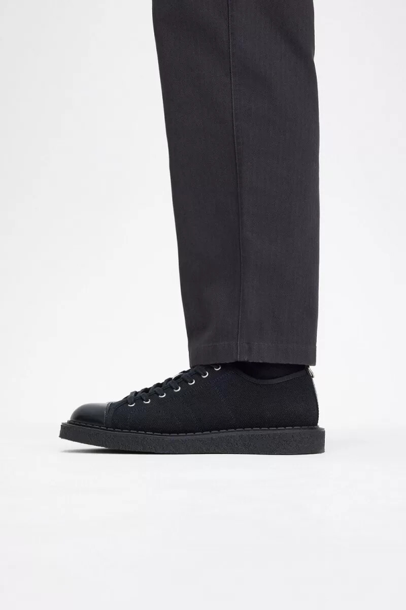 fred perry canvas monkey scarpe da ginnastica da uomo nere
